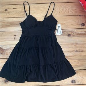 Black Tiered Spaghetti Strap Dress